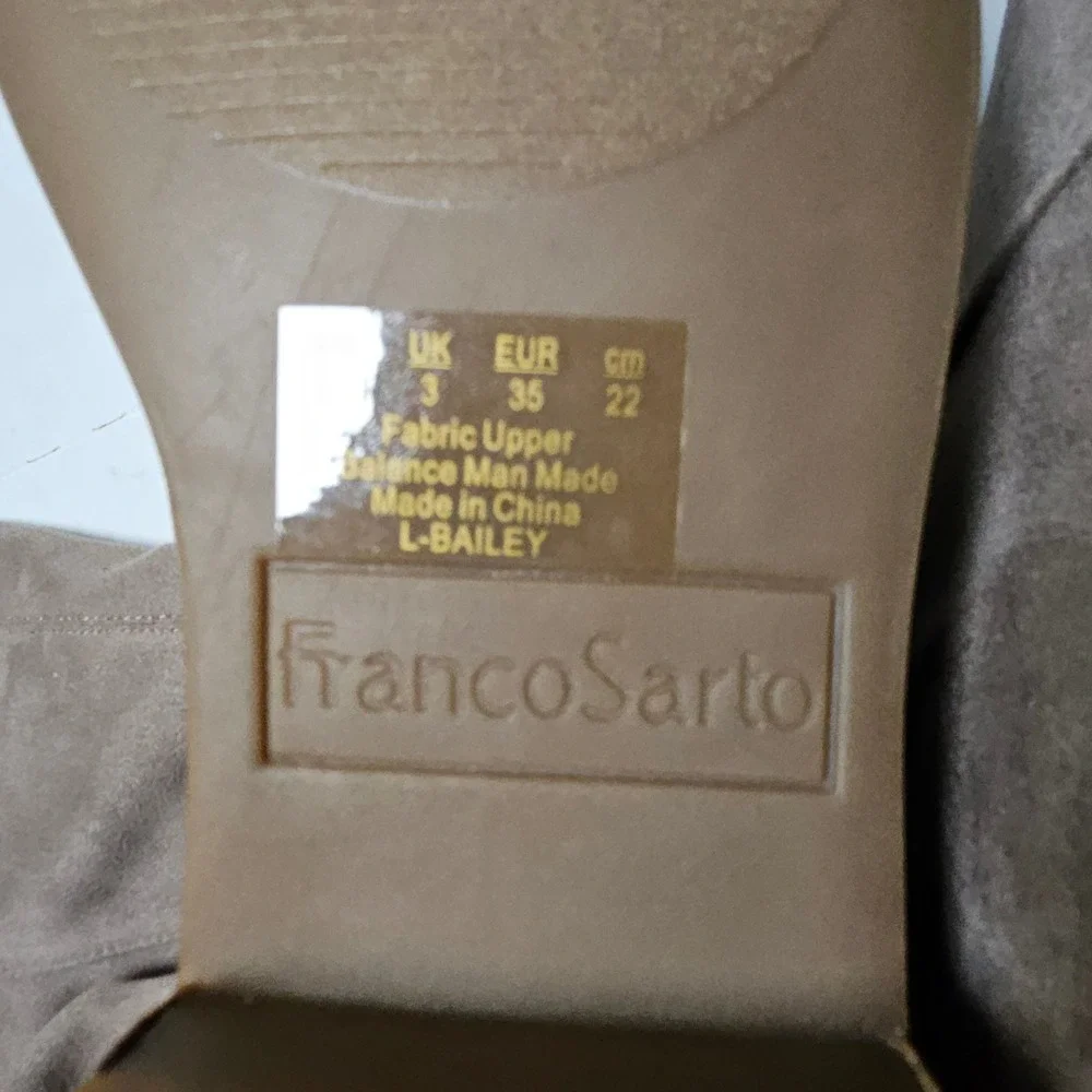 Franco Sarto Bailey Taupe Faux‎ Suede Over The Knee Boots Low Block Heel Size 5M